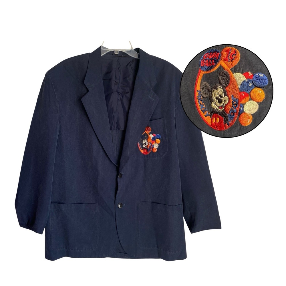 Vintage Iceberg Silk Blazer Men 2XL  Mickey Mouse Embroidery